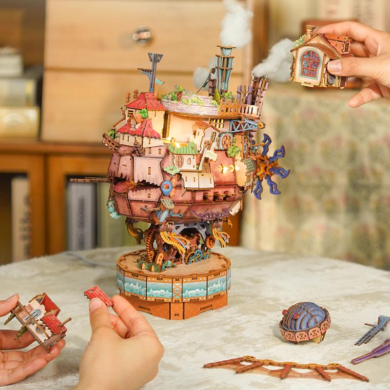 Walking Castle ~ Wooden DIY 3D Transmission Puzzle Kit