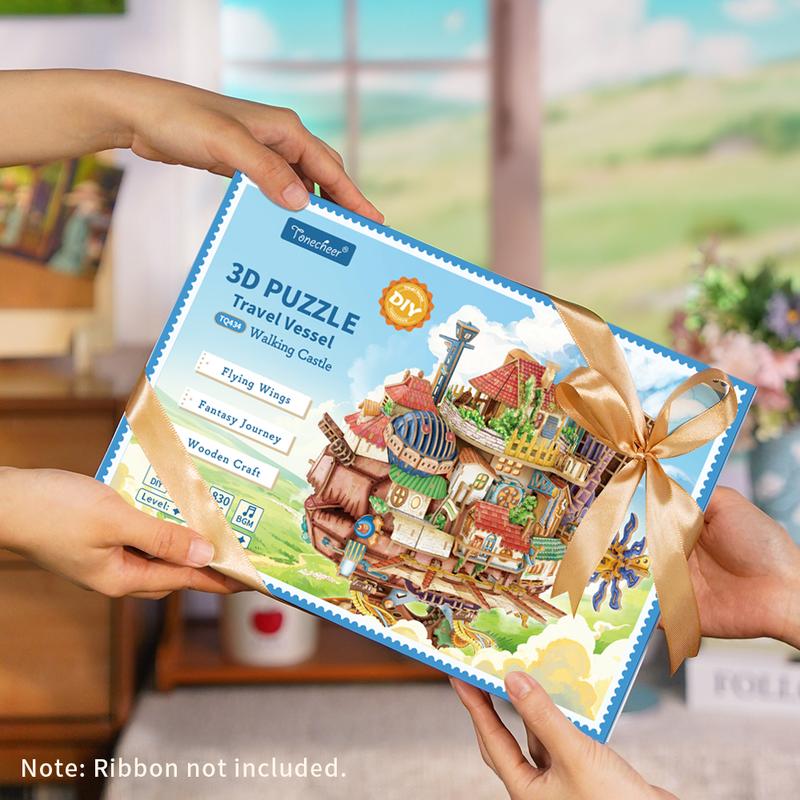 Walking Castle ~ Wooden DIY 3D Transmission Puzzle Kit