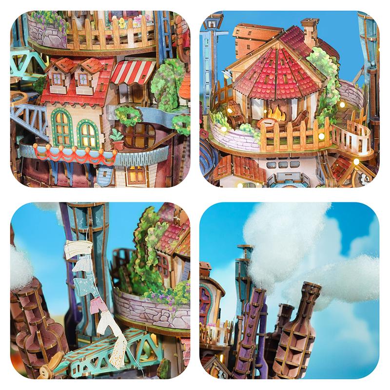 Walking Castle ~ Wooden DIY 3D Transmission Puzzle Kit